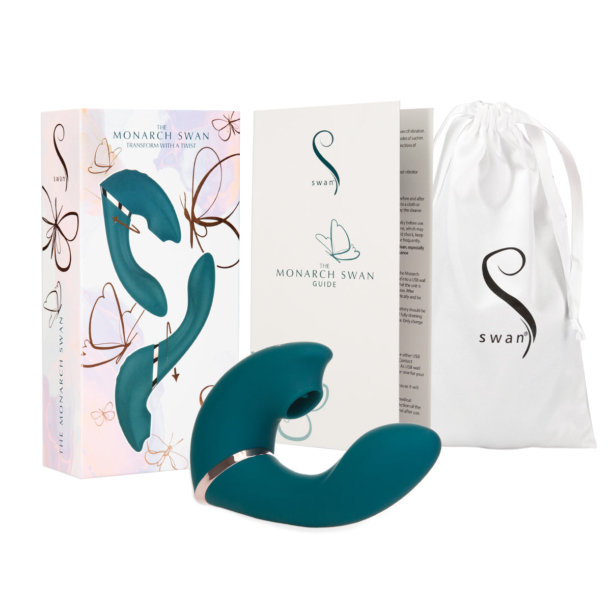 The Monarch Swan®- Transform With A Twist Vibrator & Stimulator - Teal - Swan Vibes
