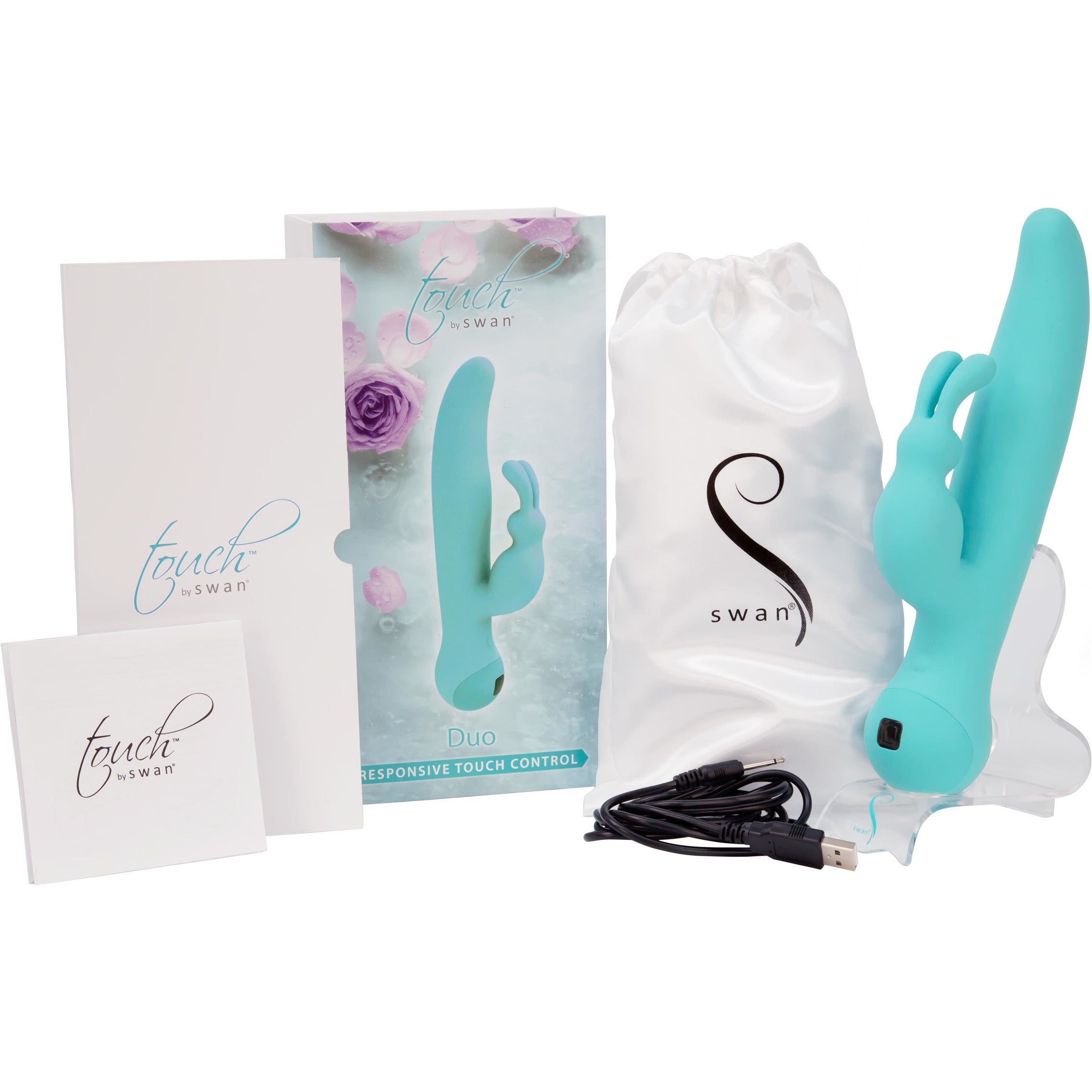 Swan Touch – Duo – Dual Rabbit Vibrator – Rechargeable - Teal - Swan Vibes