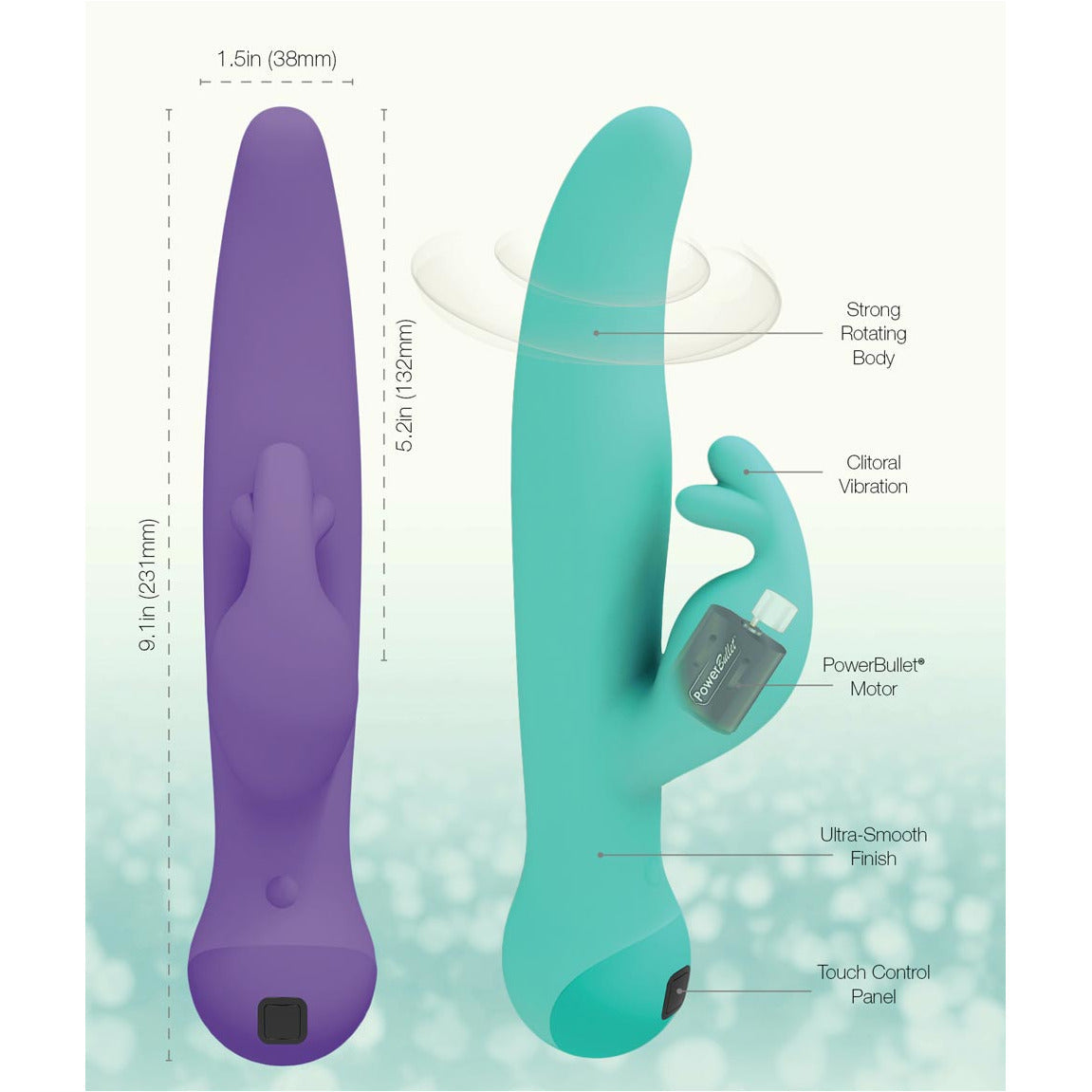 Swan Touch - Trio - Rabbit Vibrator - Rechargeable - Teal - Swan Vibes