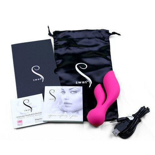 The Swan Feather - Dual Vibrator – Rechargeable – Pink - Swan Vibes