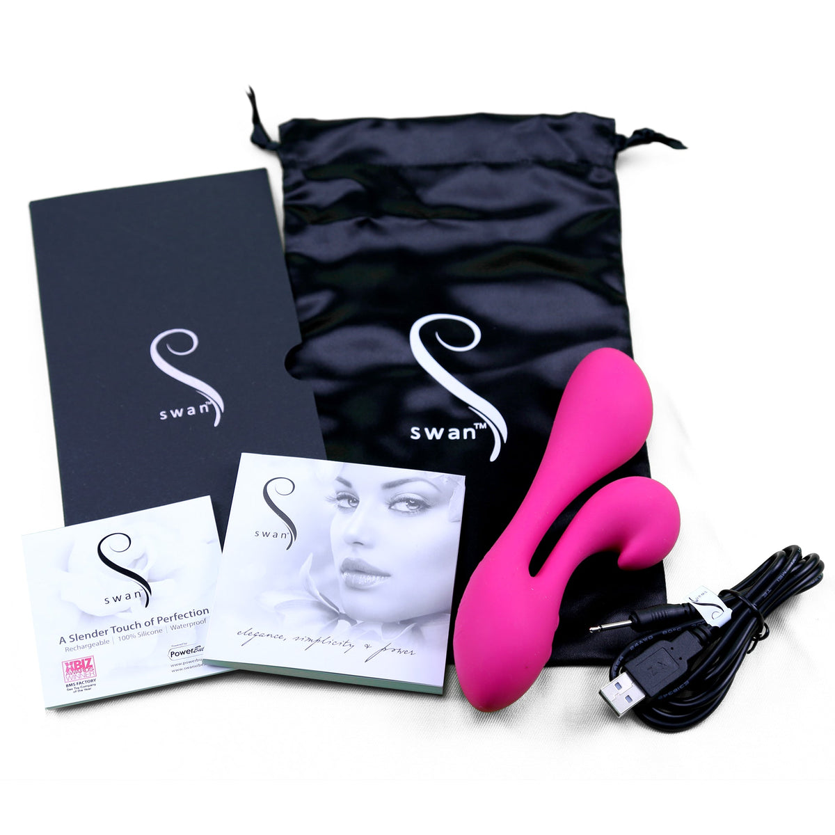 The Swan Silhouette - Dual Vibrator - Rechargeable - Pink - Swan Vibes