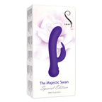 Majestic Swan Special Edition Rabbit Vibrator, sleek design with smooth silicone surface and dual stimulator features.
